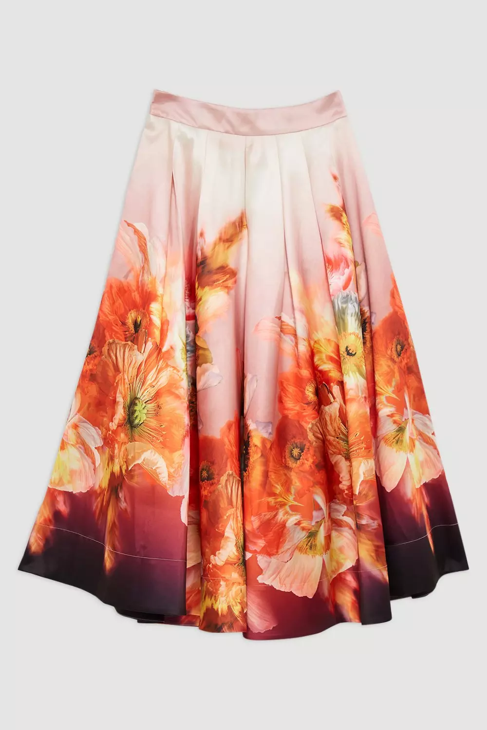 Placed Floral Print Woven Prom Midi Skirt alternative image