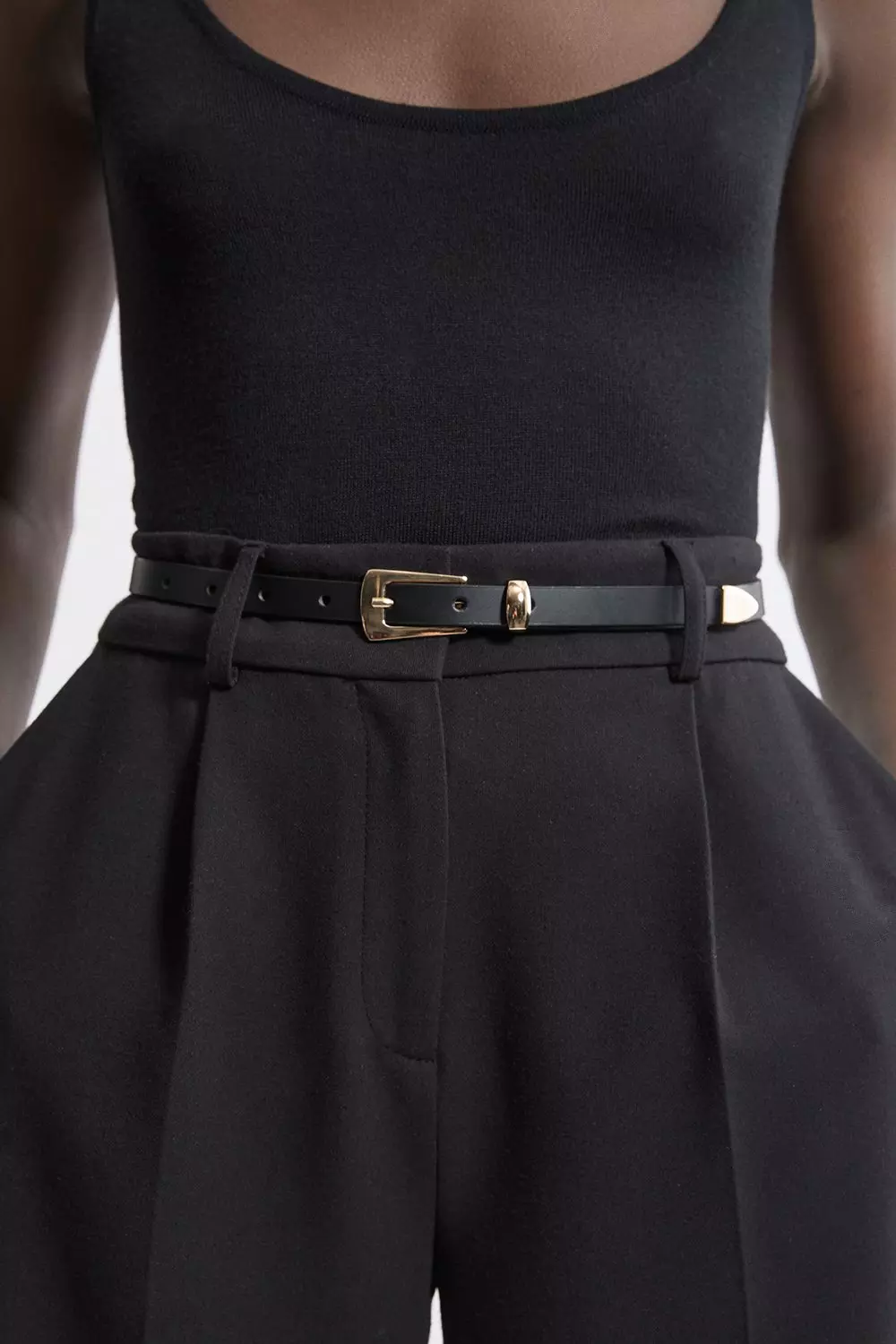 Black Skinny Leather Belt alternative image