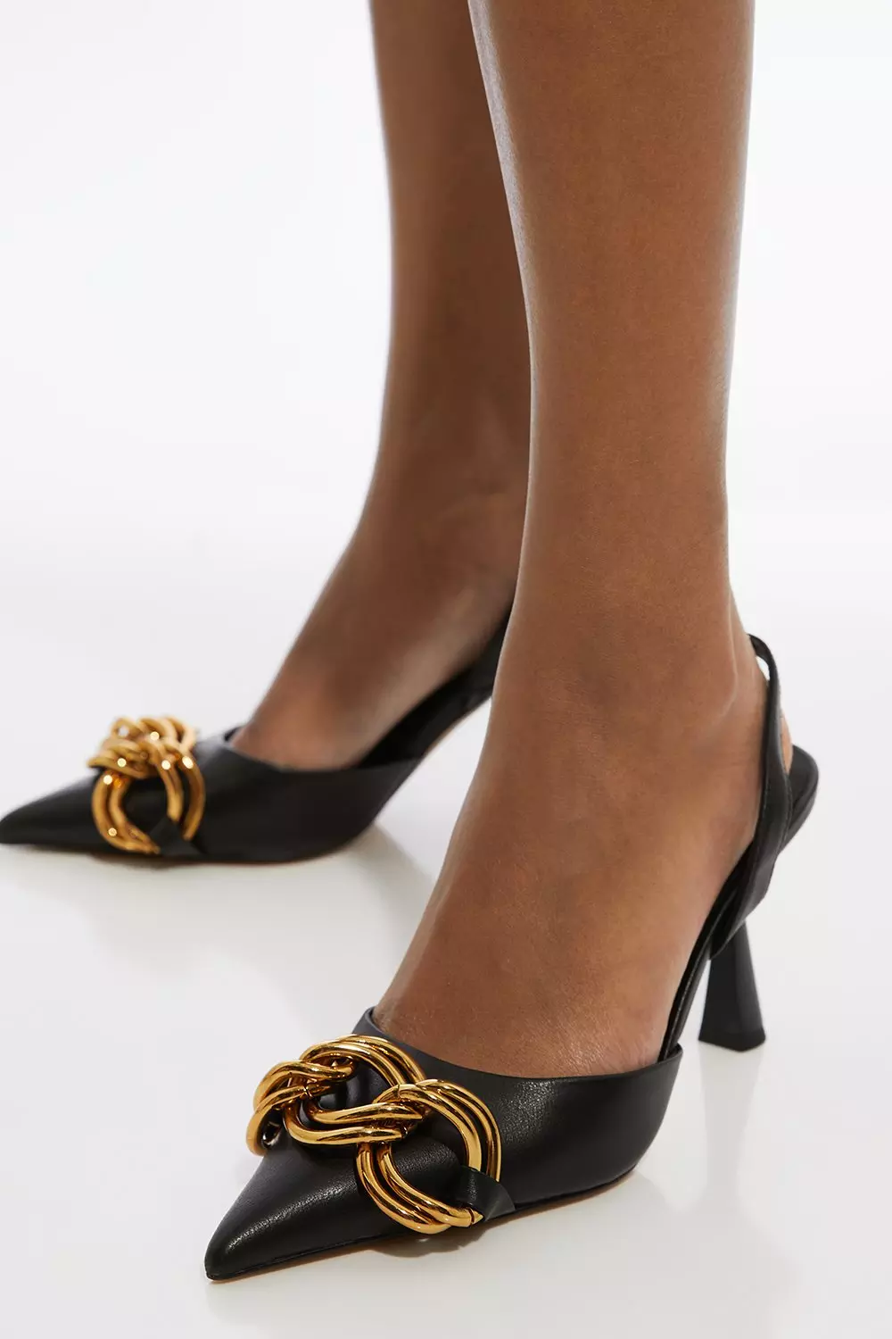 Flower Detail Court Slingback Heel | Karen Millen