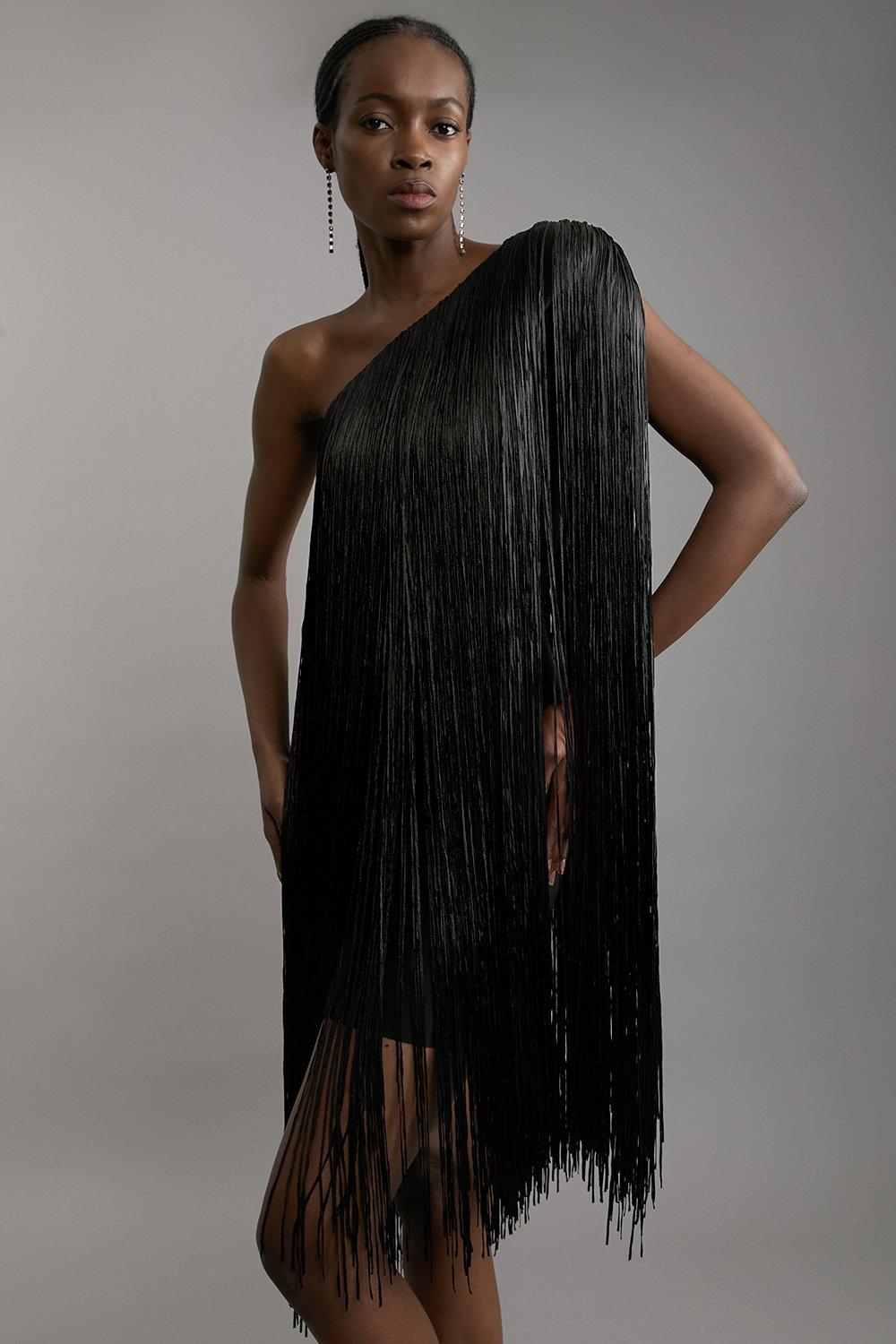 Fringe arm dress best sale