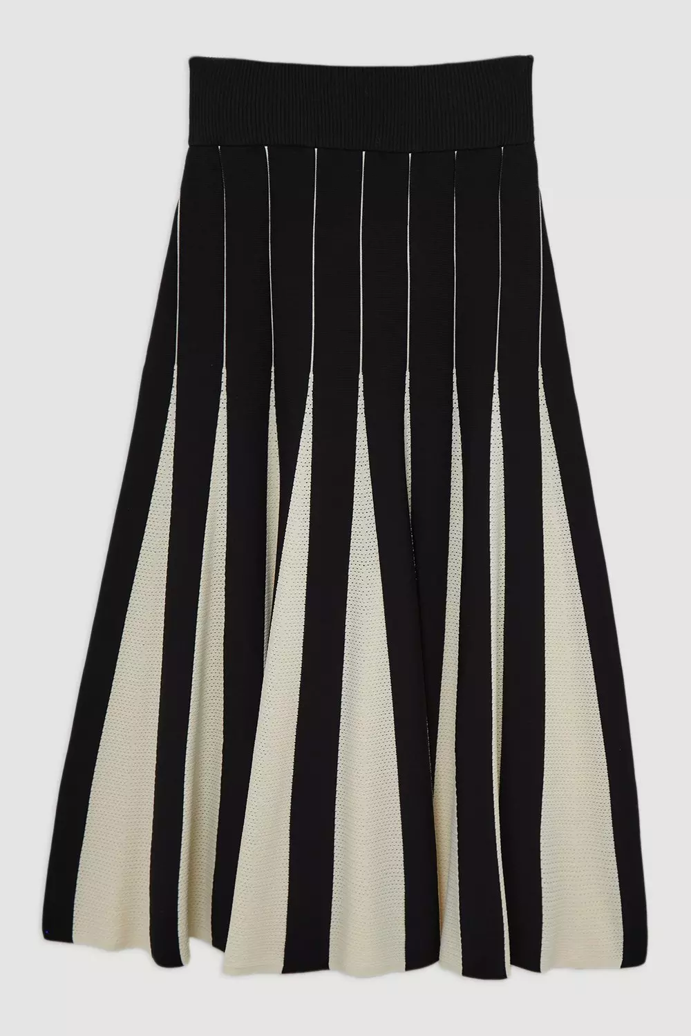 Mono Pointelle Knit Color Blocked Pleated Skirt alternative image