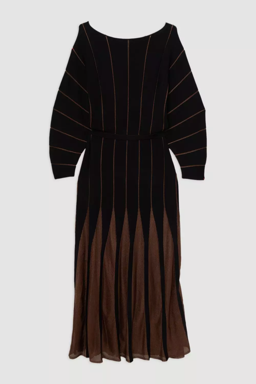 Rounded Sleeve Sheer Skirt Maxi Knit Dress | Karen Millen