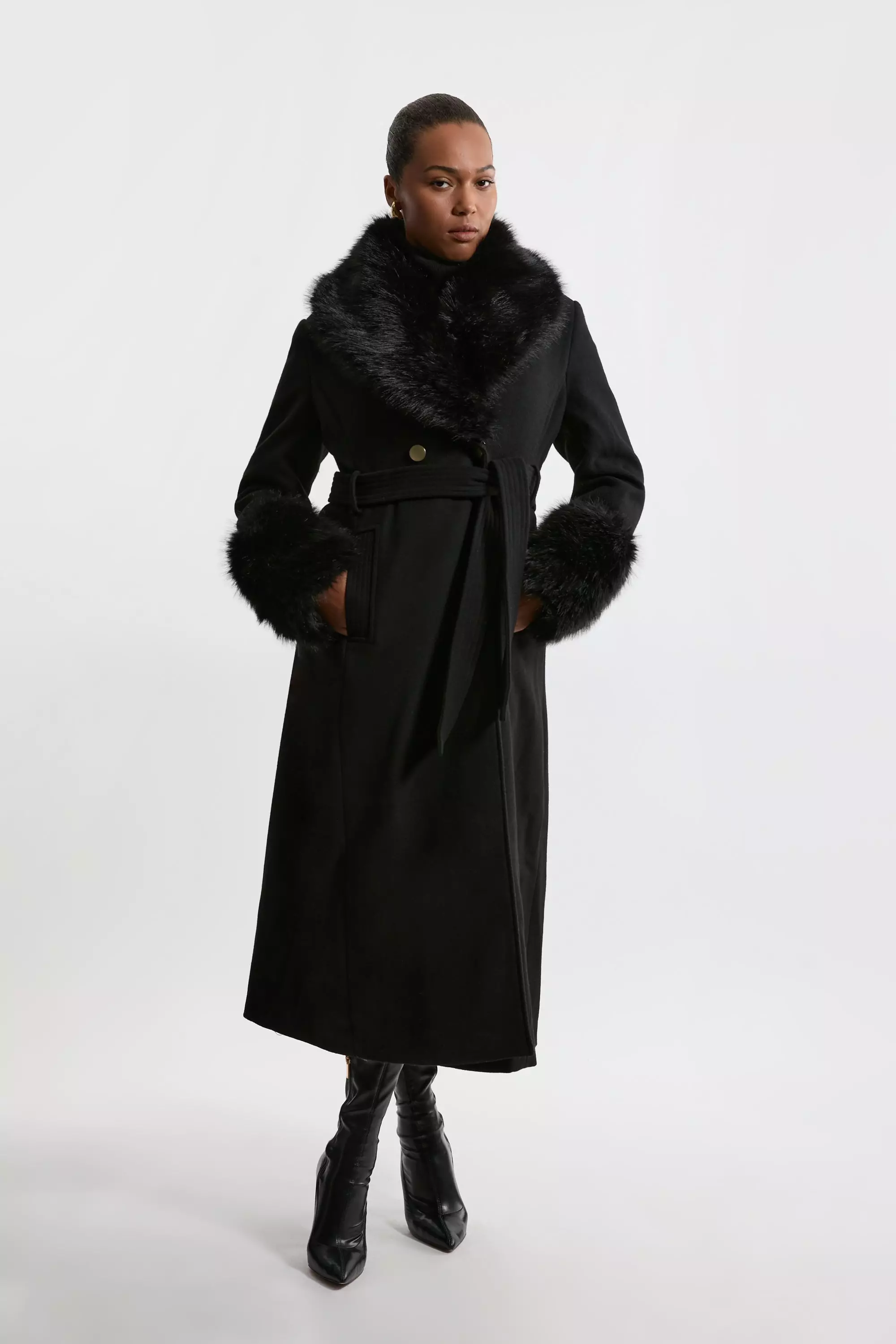 Plus size faux fur coat black on sale