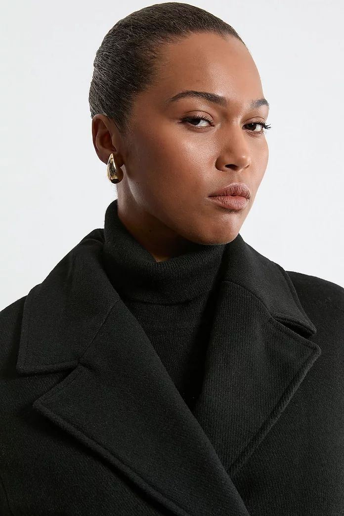 Plus Size Wool Blend Detachable Faux Fur Belted Midi Coat Plus Size Wool Blend Detachable Faux Fur Belted Midi Coat