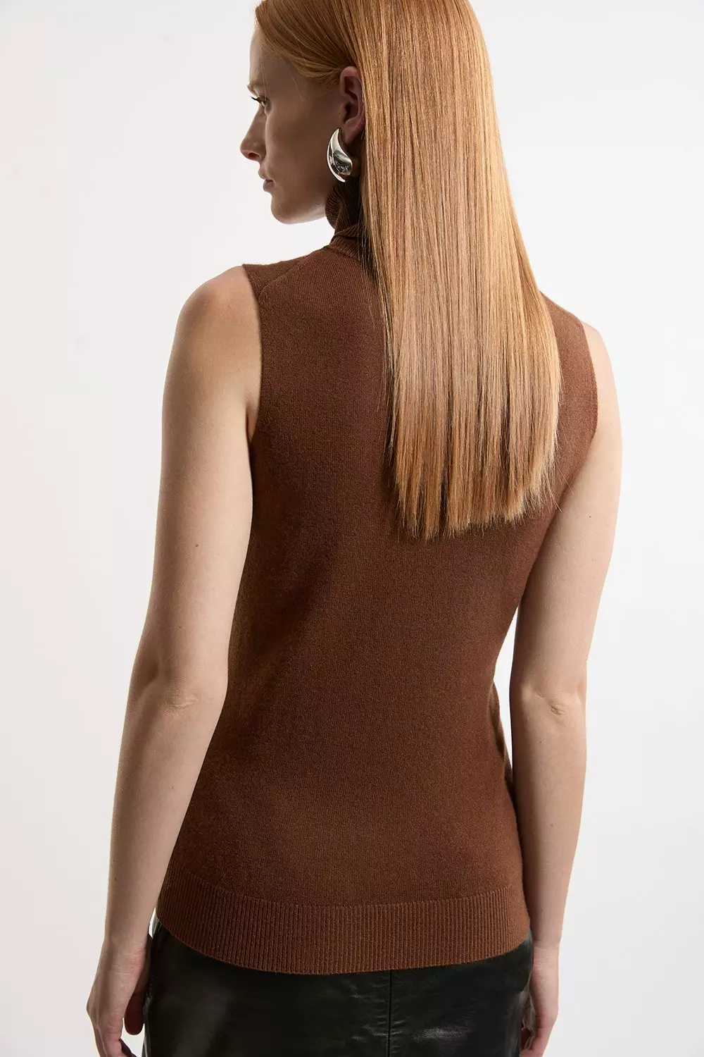 Cashmere Wool Blend Sleeveless Turtleneck Knit Top | Karen