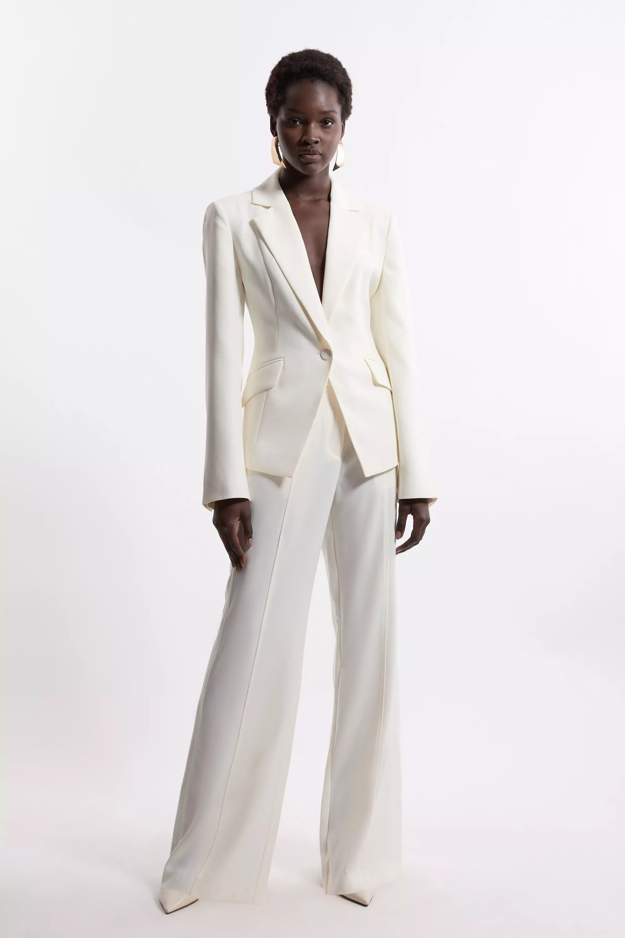 Tall Tailored Crepe Seam Detail Straight Leg Trousers Karen Millen