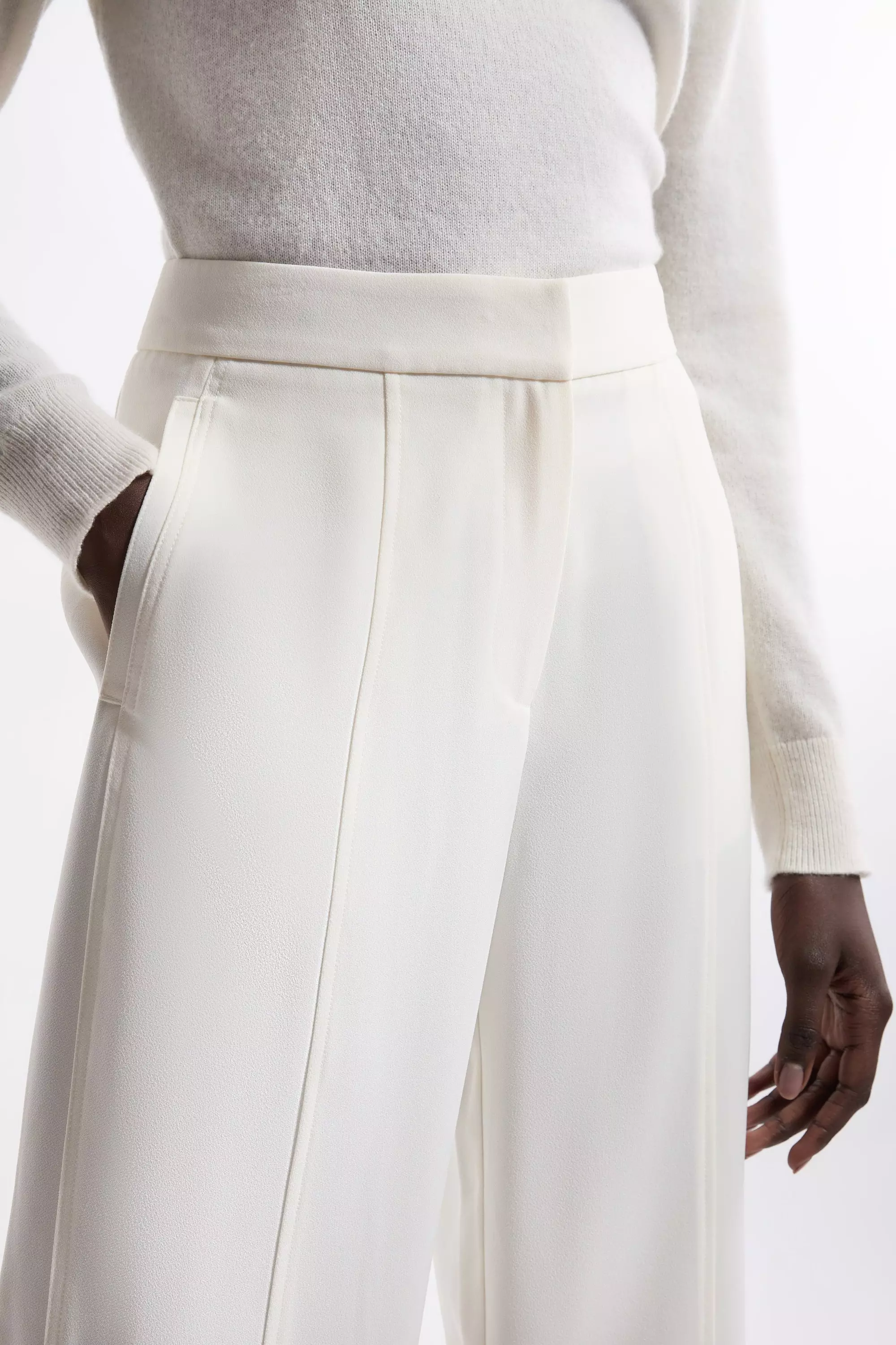 Tall Tailored Crepe Seam Detail Straight Leg Pants | Karen