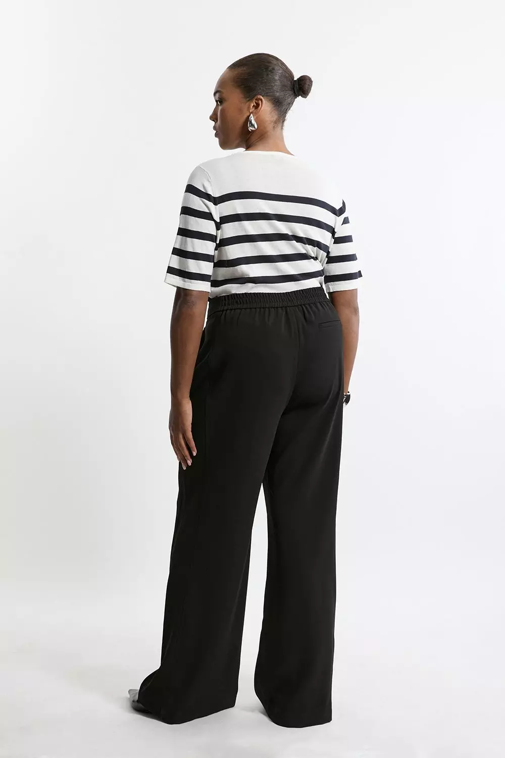 Plus Size Tailored Crepe Seam Detail Straight Leg Trousers