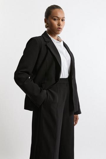 Plus Size Tailored Crepe Single Breasted Blazer Jacket