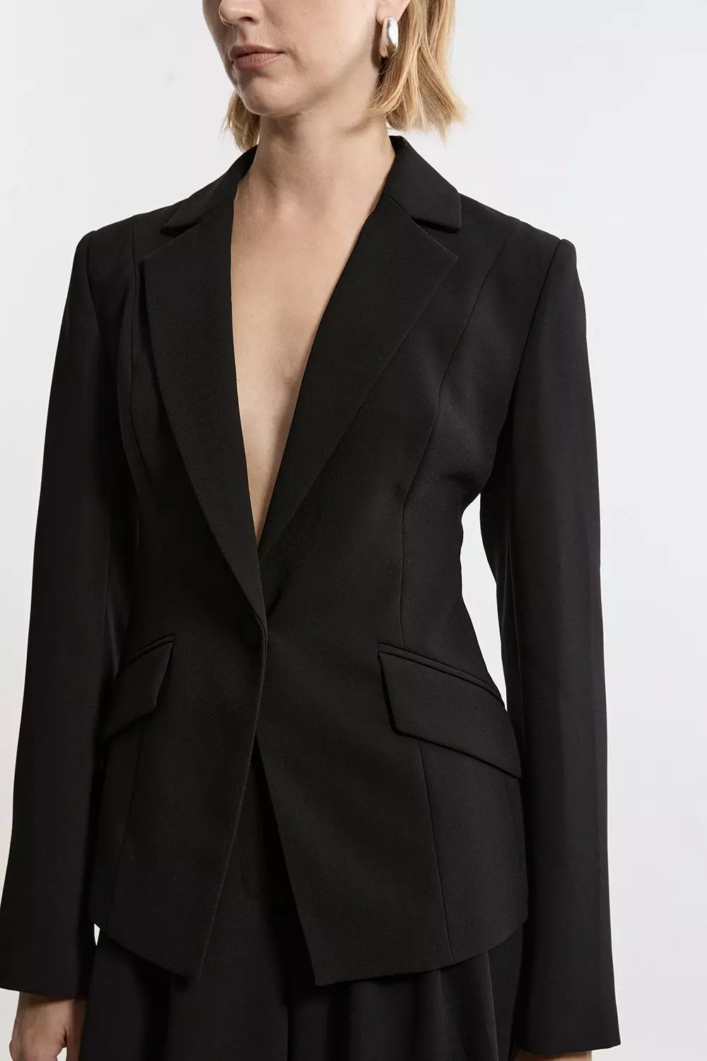 Tailored Crepe Single Breasted Blazer Jacket | Karen Millen