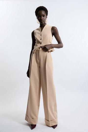 Tall Tailored Crepe Pleat Detail Wide Leg Pants black