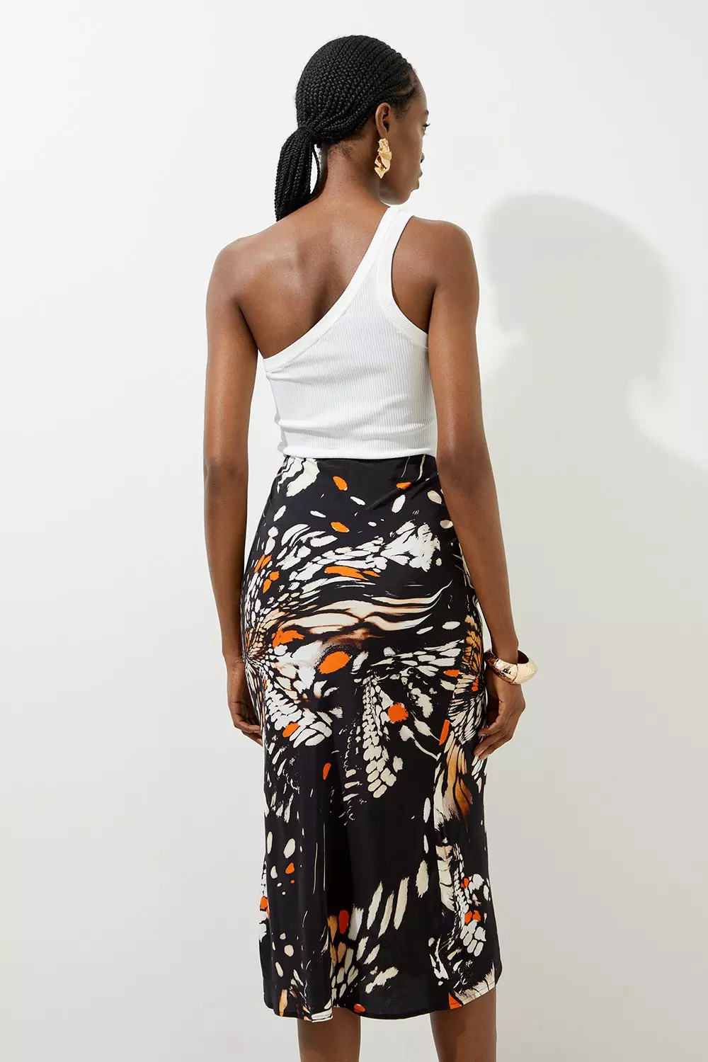 Butterfly Printed Viscose Crepe Woven Maxi Skirt | Karen Millen