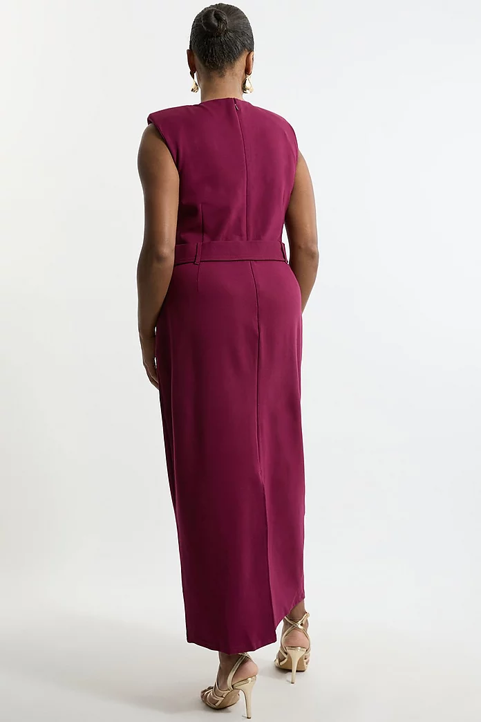 Plus Size Ponte Belted Cap Sleeve Midi Dress | Karen Millen Plus Size Ponte Belted Cap Sleeve Midi Dress | Karen Millen