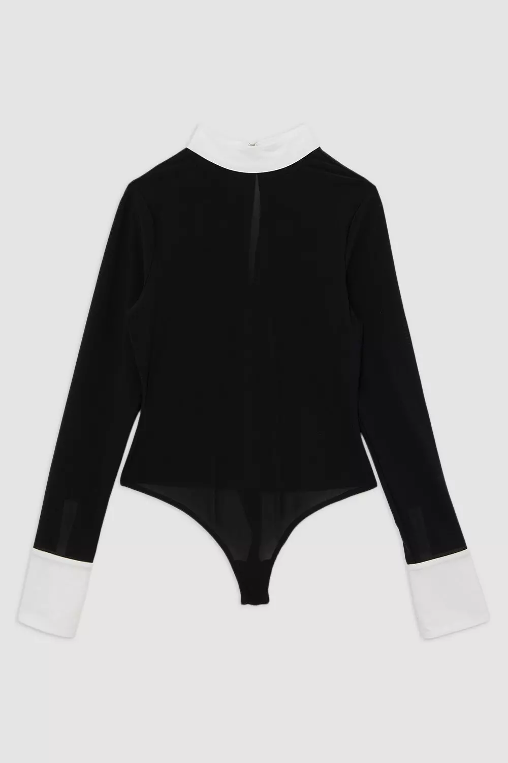 Black Contrast Collar Jersey Power Mesh Bodysuit alternative image