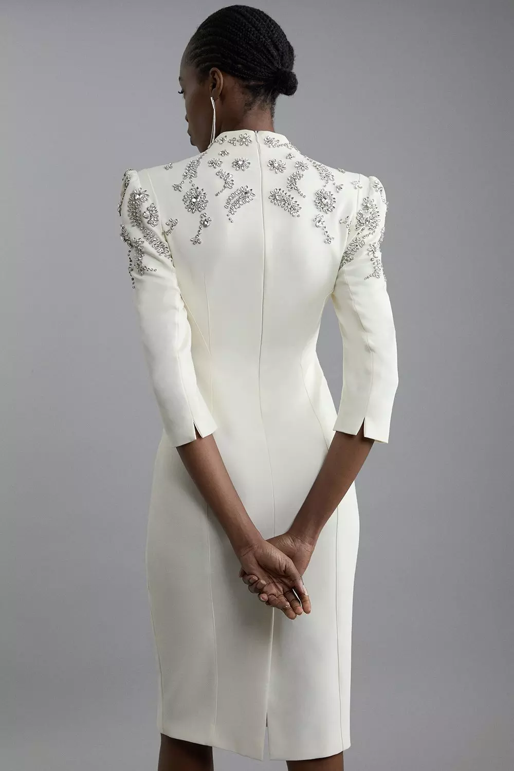 Tall Crystal Embellished Compact Stretch Belted Tailored