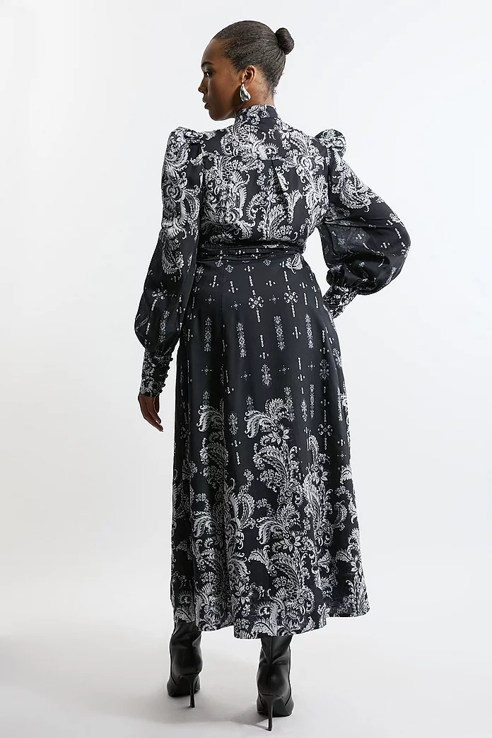 Plus Size Mono Floral Woven Button Up Maxi Dress | Karen Millen Plus Size Mono Floral Woven Button Up Maxi Dress | Karen Millen