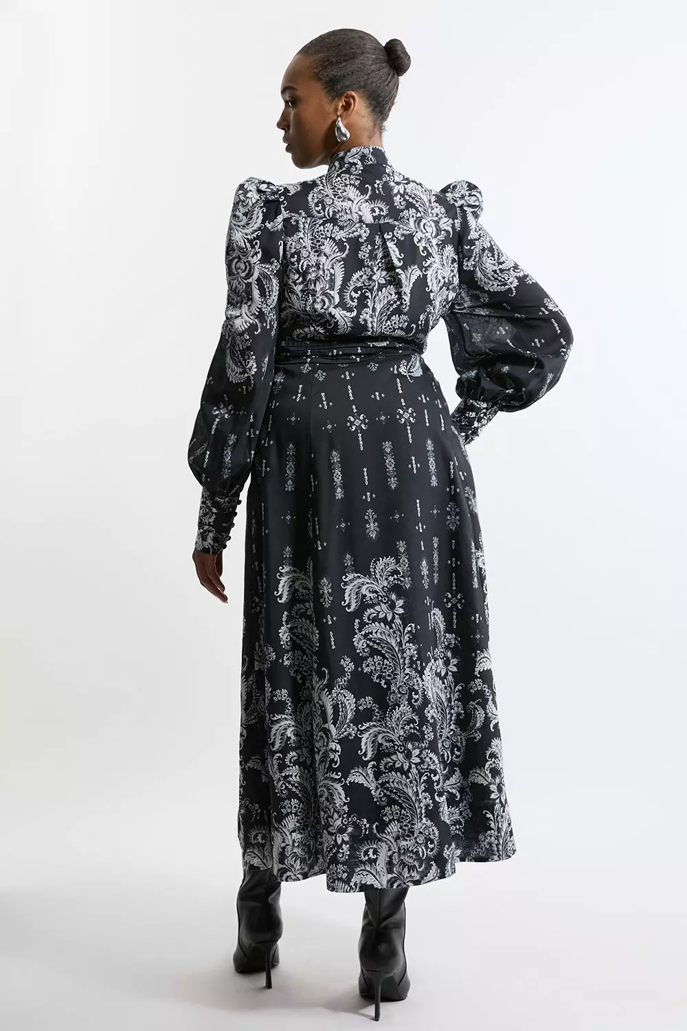 Plus Size Mono Floral Woven Button Up Maxi Dress Karen Millen