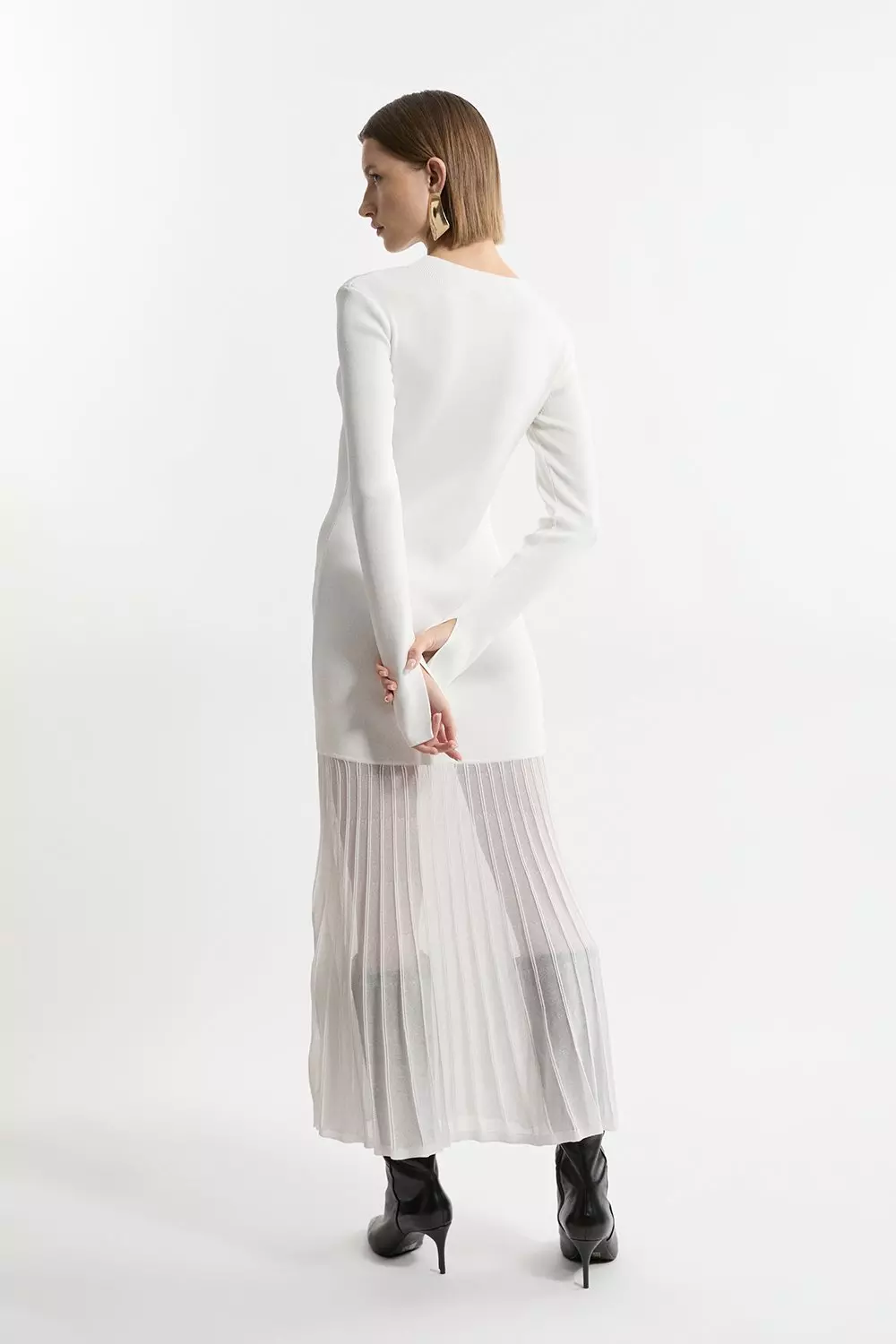 Petite Viscose Blend Knit Sheer Skirt Maxi Dress | Karen Millen