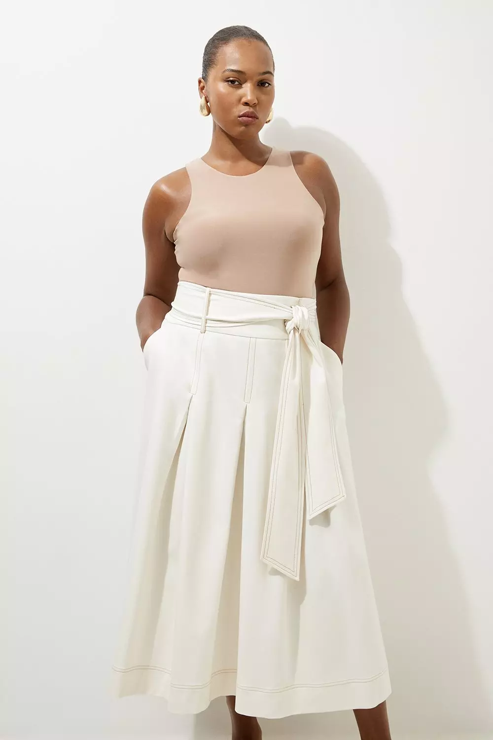 日本未入荷★Karen Millen 無地ドレープマキシスカート Tall Georgette Woven Pleated Maxi Skirt | Karen Millen