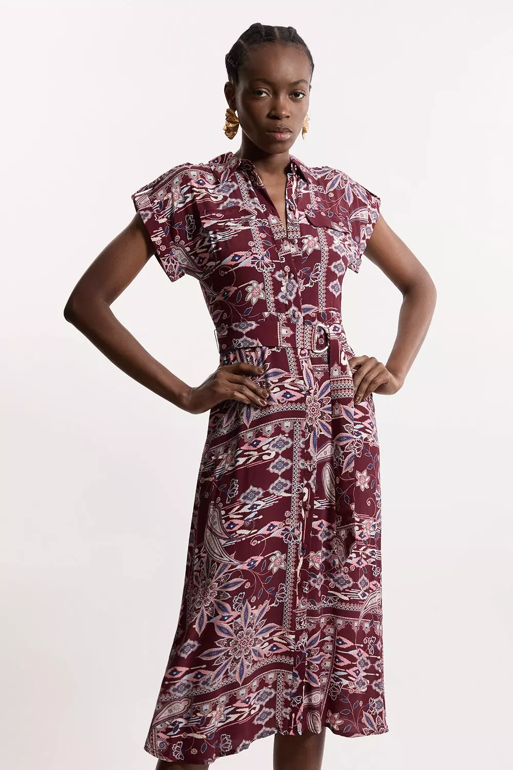 Mixed print shirt dress on sale