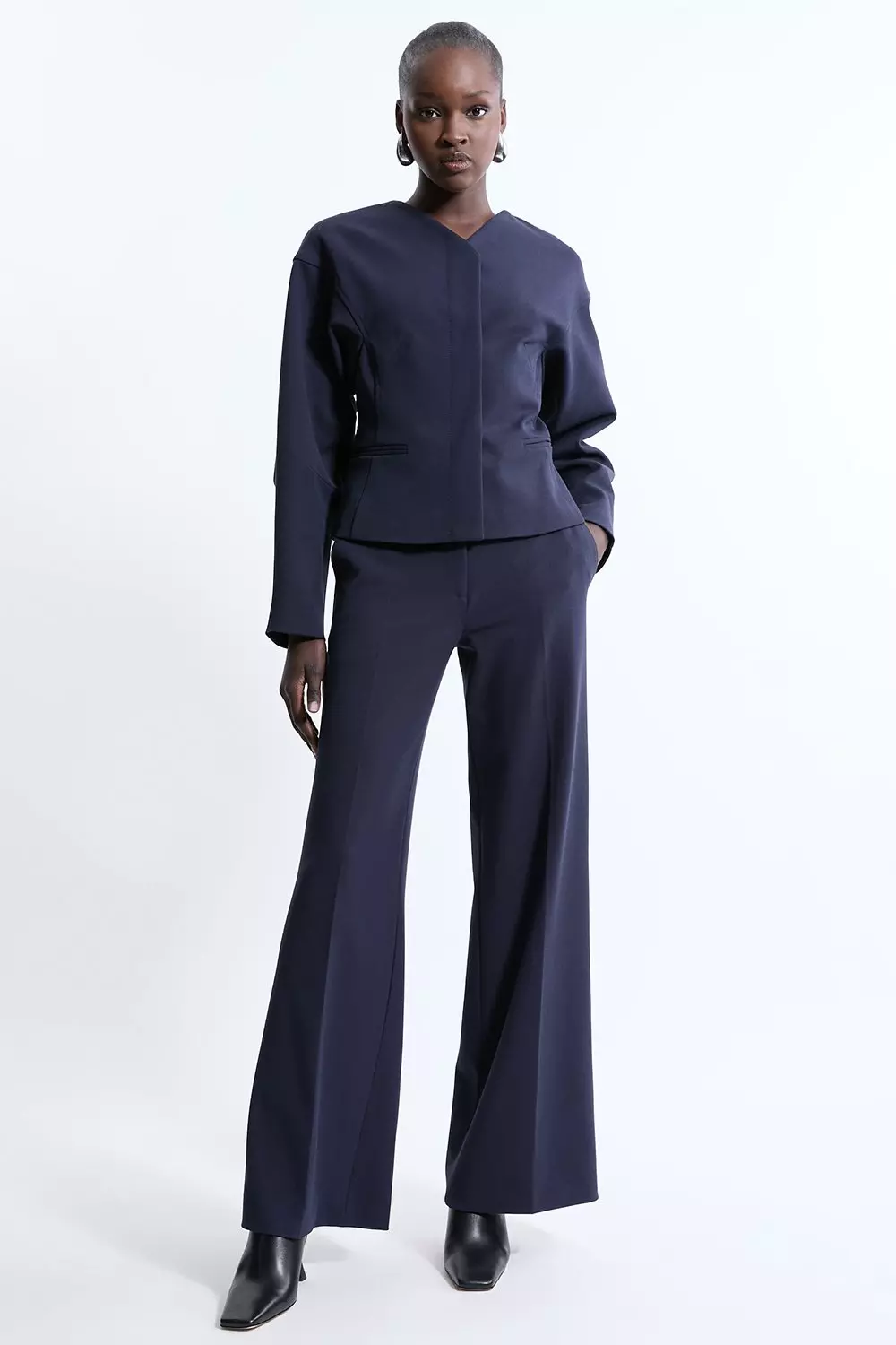 COVERNAT ♥ Women's Belted Tailored Jacket/追跡付 Tailored Collarless Seam Detail Jacket | Karen Millen