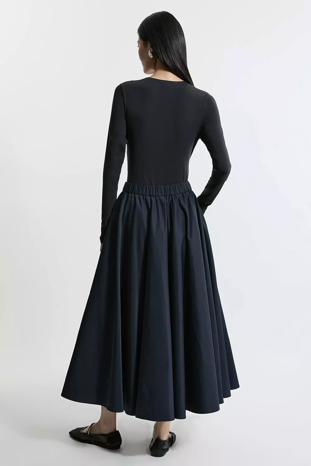Navy Tailored Full Maxi Skirt alternative image