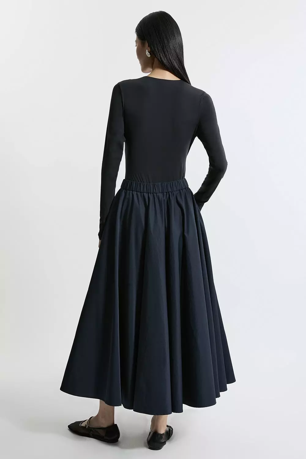 Navy Tailored Full Maxi Skirt alternative image