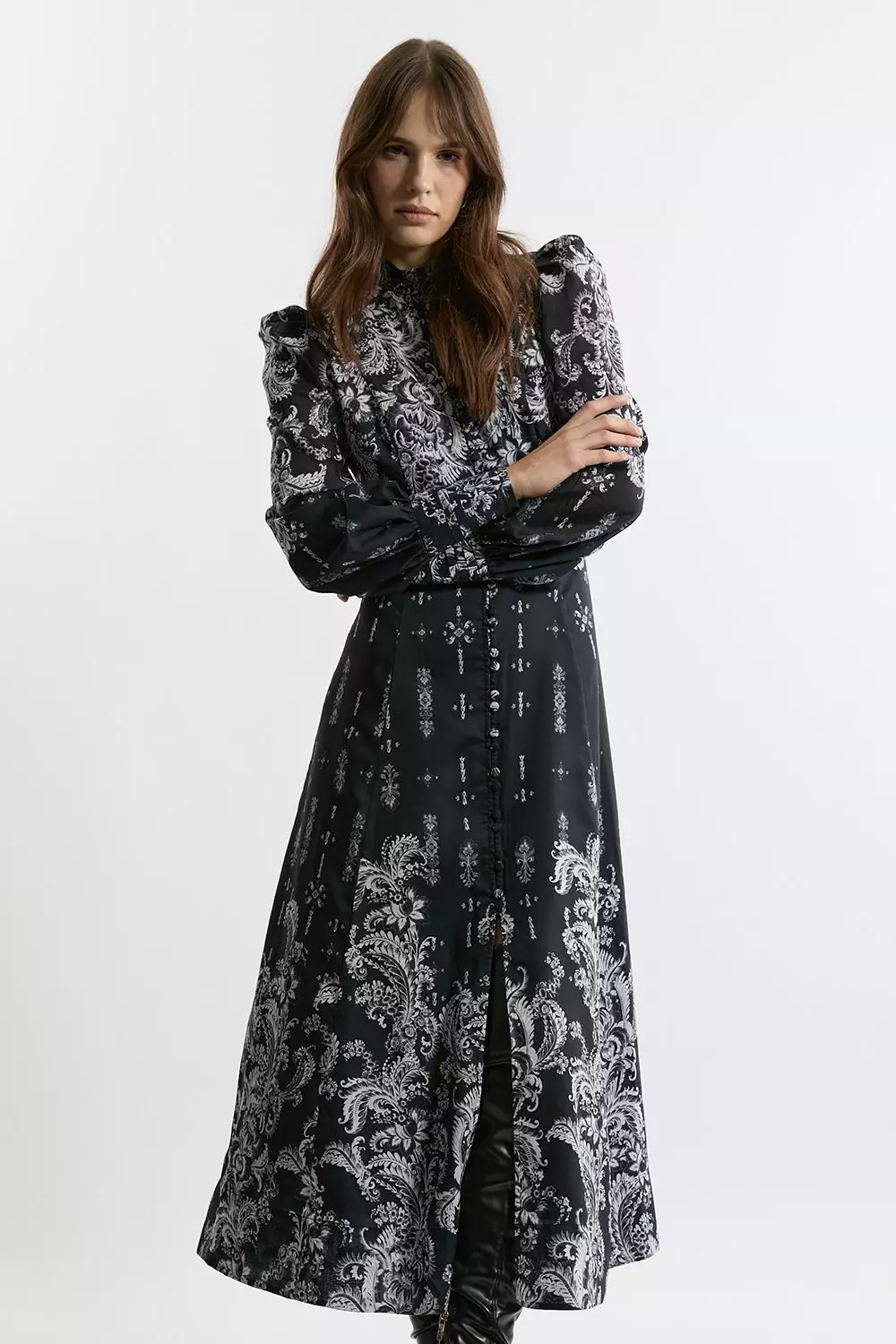 Black button maxi dress best sale