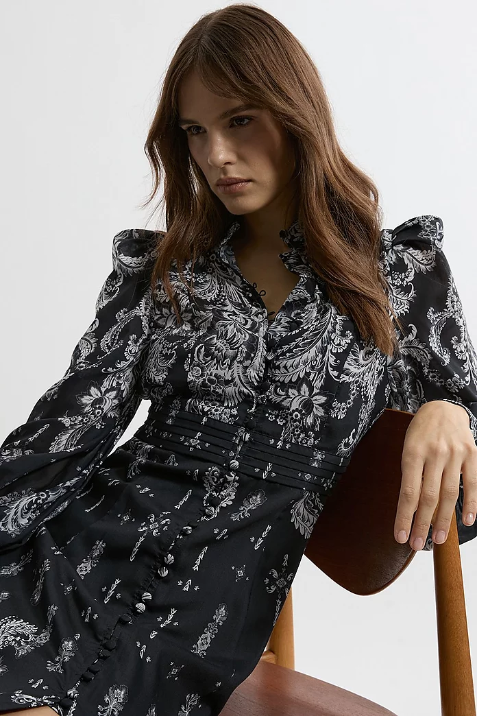 Mono Floral Woven Button Up Maxi Dress | Karen Millen Mono Floral Woven Button Up Maxi Dress | Karen Millen