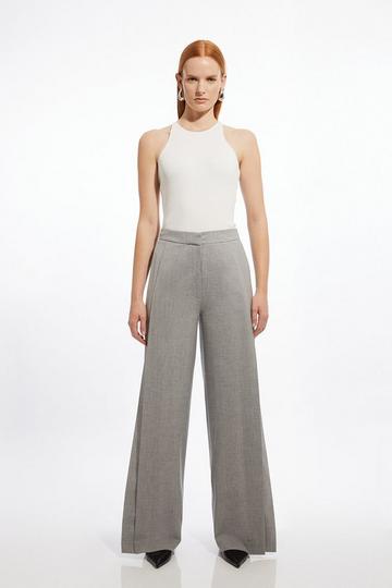 Grey Tailored Panelled Wide Leg Pants