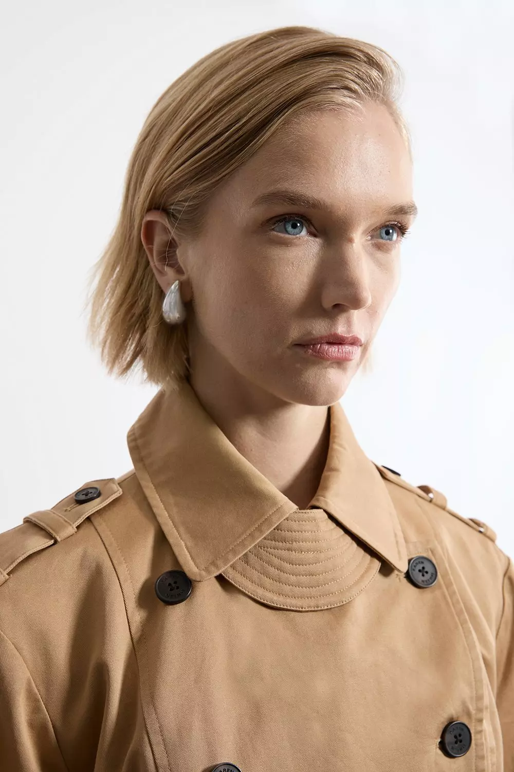 AMERI　TRENCH LIKE MIDI COAT Flare A-line Black Trench Coat, Double Breasted Belted