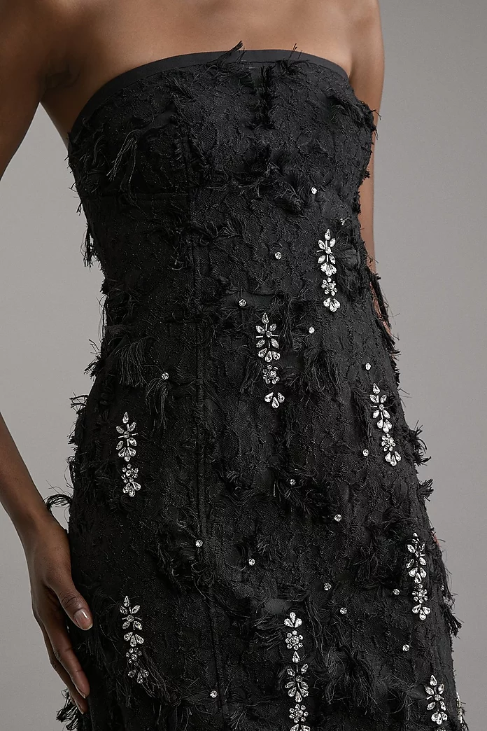 Crystal Embellished Textured Jacquard Bandeau Tailored Crystal Embellished Textured Jacquard Bandeau Tailored