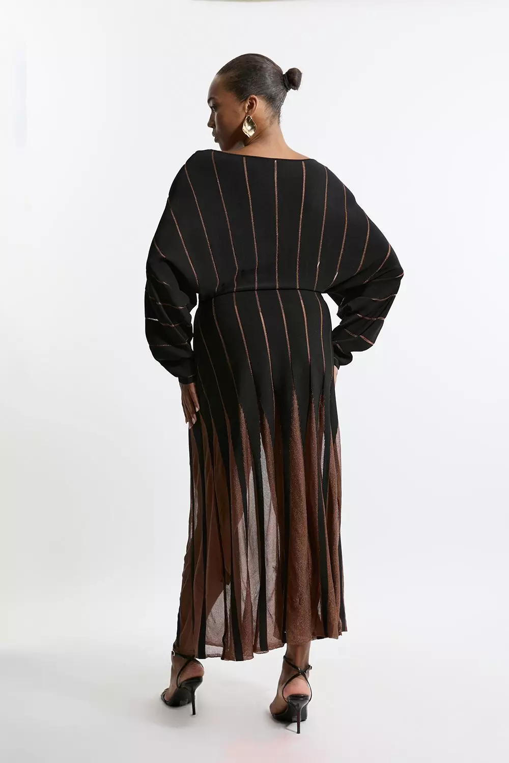 Plus Size Rounded Sleeve Sheer Skirt Maxi Knit Dress Karen Millen