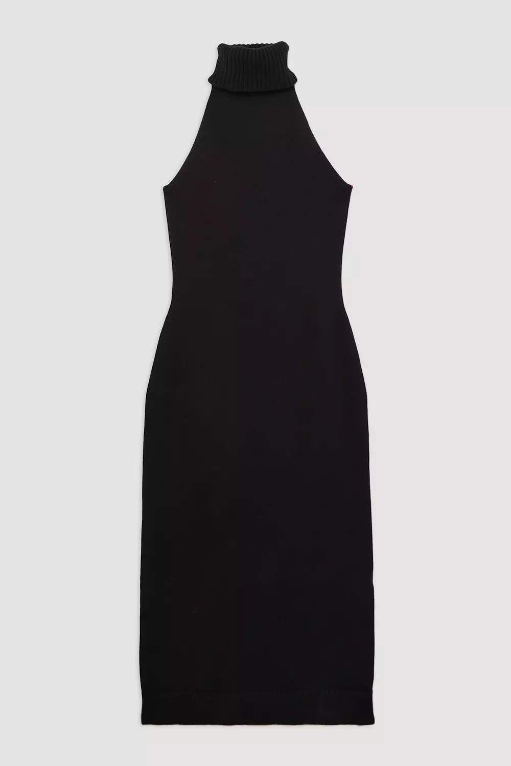 Black Sleeveless Viscose Blend Turtleneck Knit Midaxi Dress alternative image