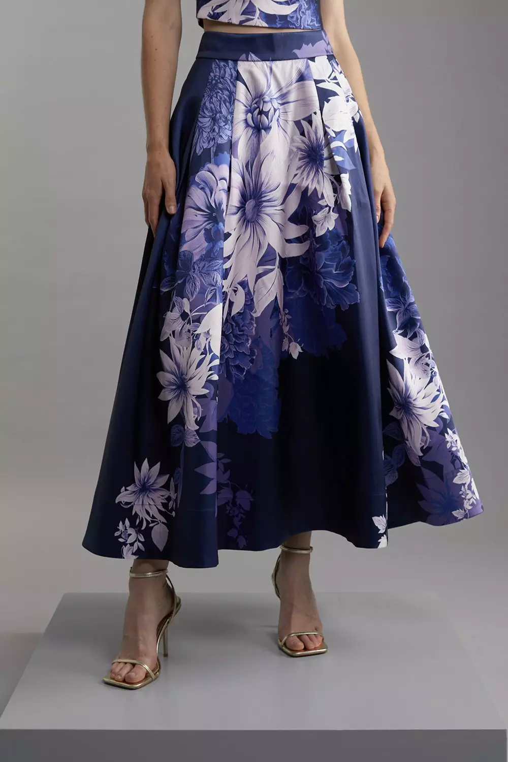 Navy petite midi skirt sale