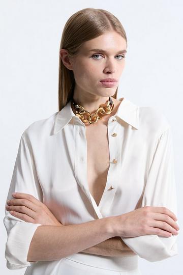 Chunky Statement Chain Pu Necklace gold