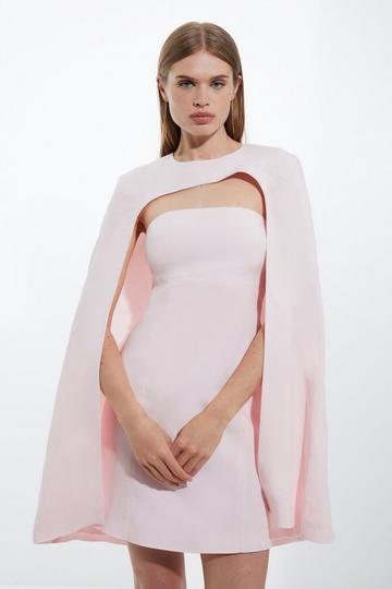 Premium Linen Tailored Caped Mini Dress blush