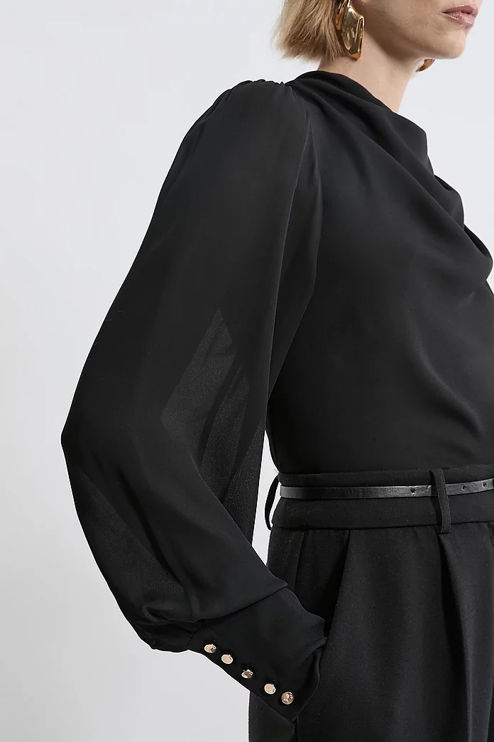 Pintuck Shoulder Detail Georgette Woven Blouse | Karen Millen Pintuck Shoulder Detail Georgette Woven Blouse | Karen Millen