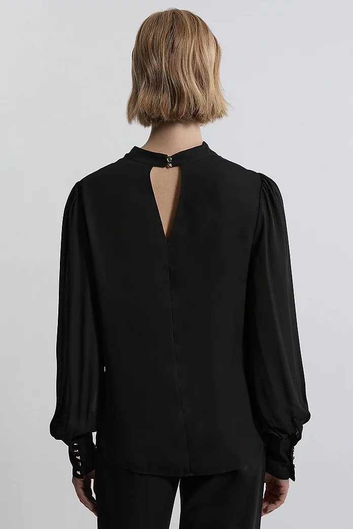 Pintuck Shoulder Detail Georgette Woven Blouse | Karen Millen Pintuck Shoulder Detail Georgette Woven Blouse | Karen Millen