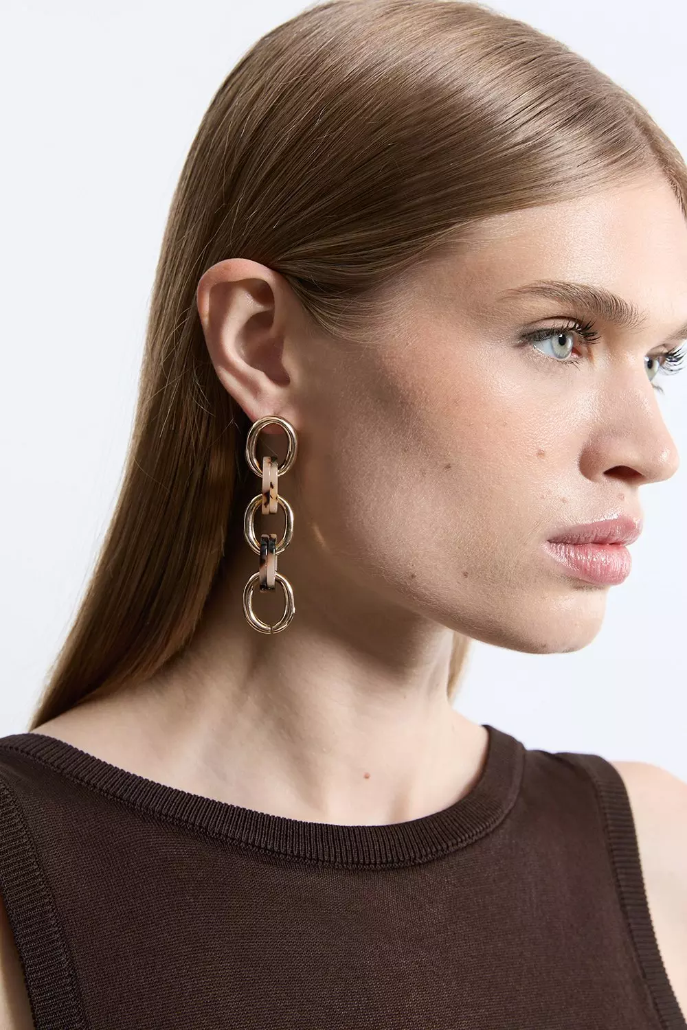 Extra long gold chain earrings clearance
