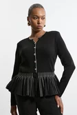 Plus Size Viscose Blend Knit Peplum Jacket | Karen Millen Plus Size Viscose Blend Knit Peplum Jacket | Karen Millen