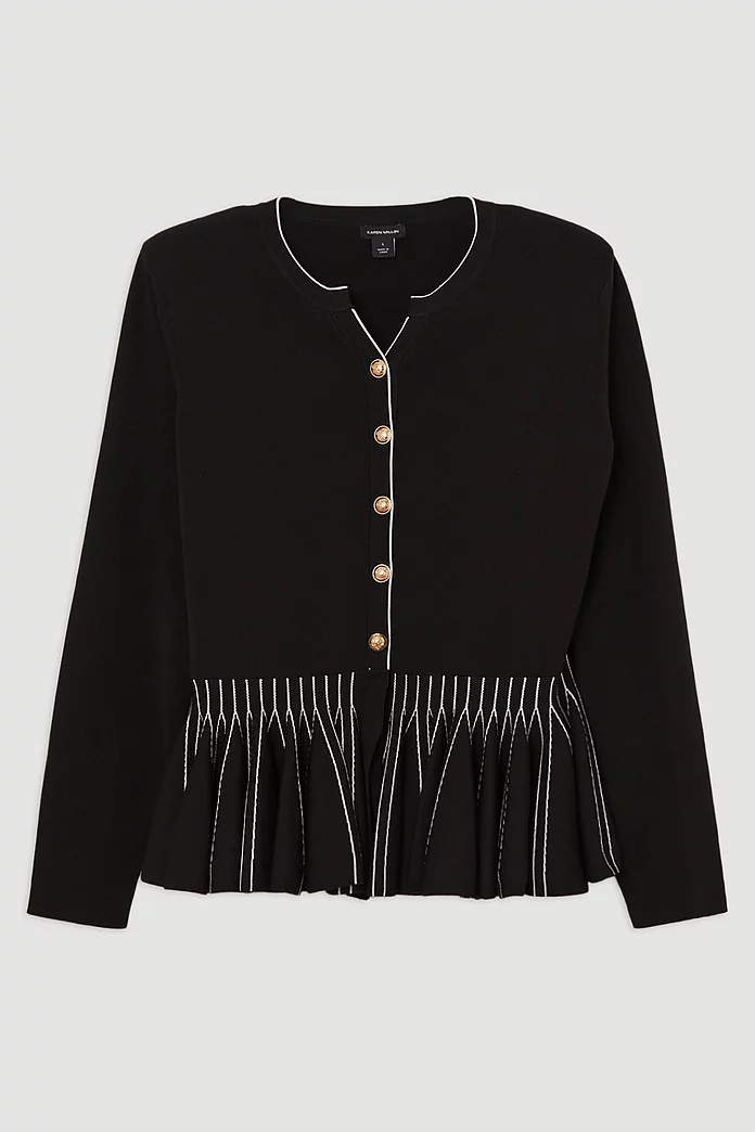 Plus Size Viscose Blend Knit Peplum Jacket | Karen Millen Plus Size Viscose Blend Knit Peplum Jacket | Karen Millen