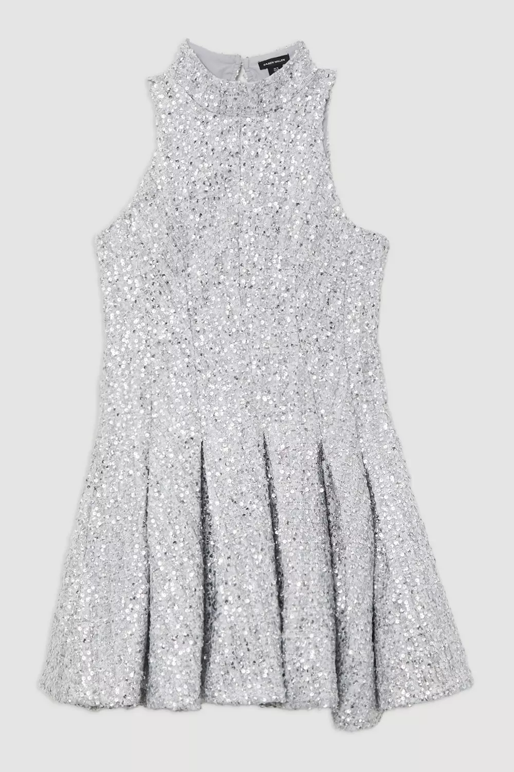 Tall Sequin Metallic Boucle Halter Full Skirt Tailored Mini