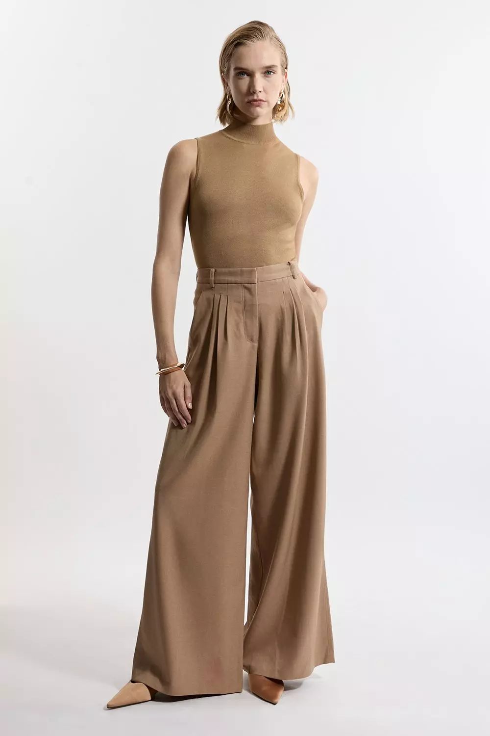 【BAON】Minket carpender wide cotton pants Cotton Rib Knit Pants | Zero-Waste Knitwear | Sand – Wayla