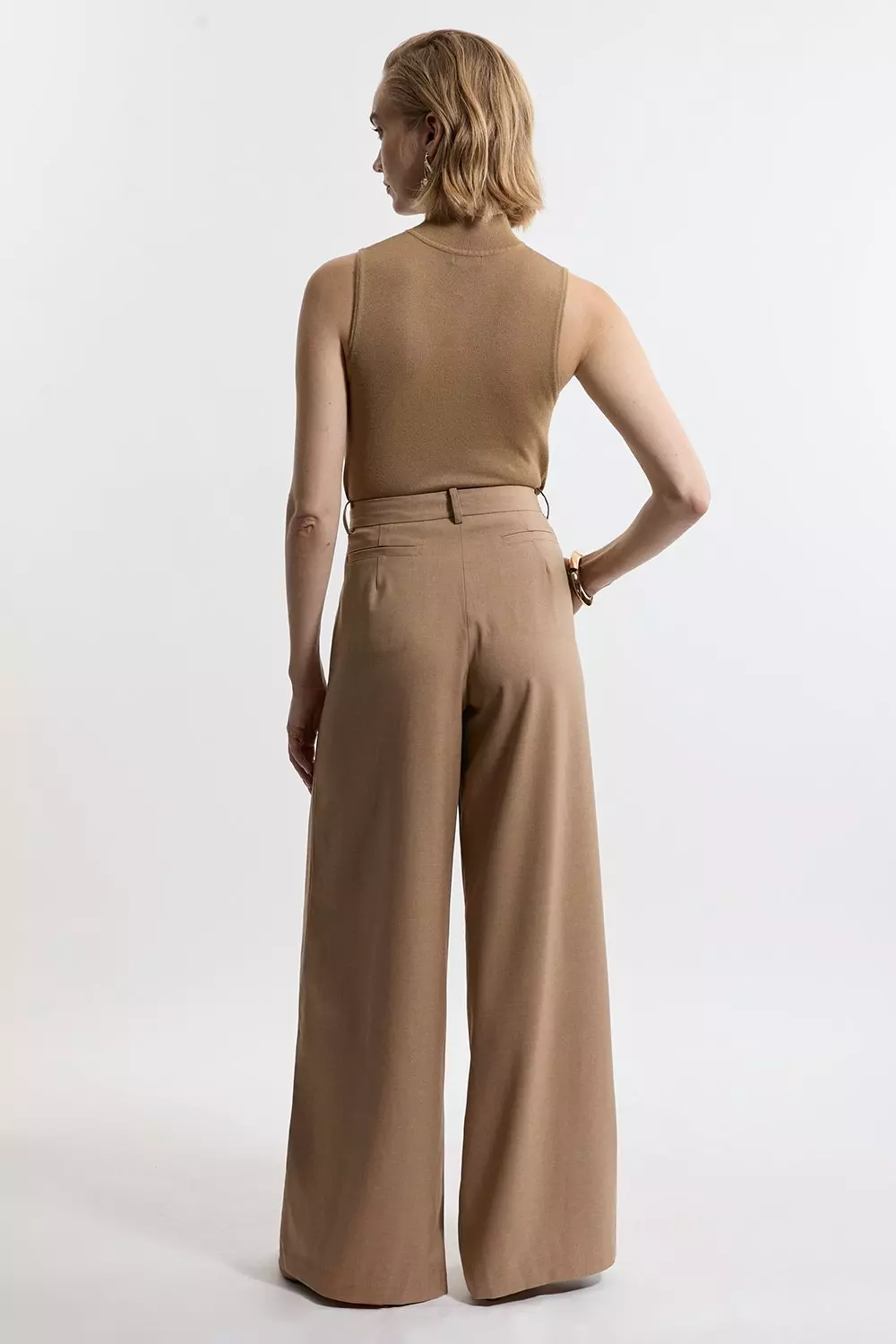 【正規品】Doll mini pants beige Petite Tailored Wide Leg Darted Pants | Karen Millen