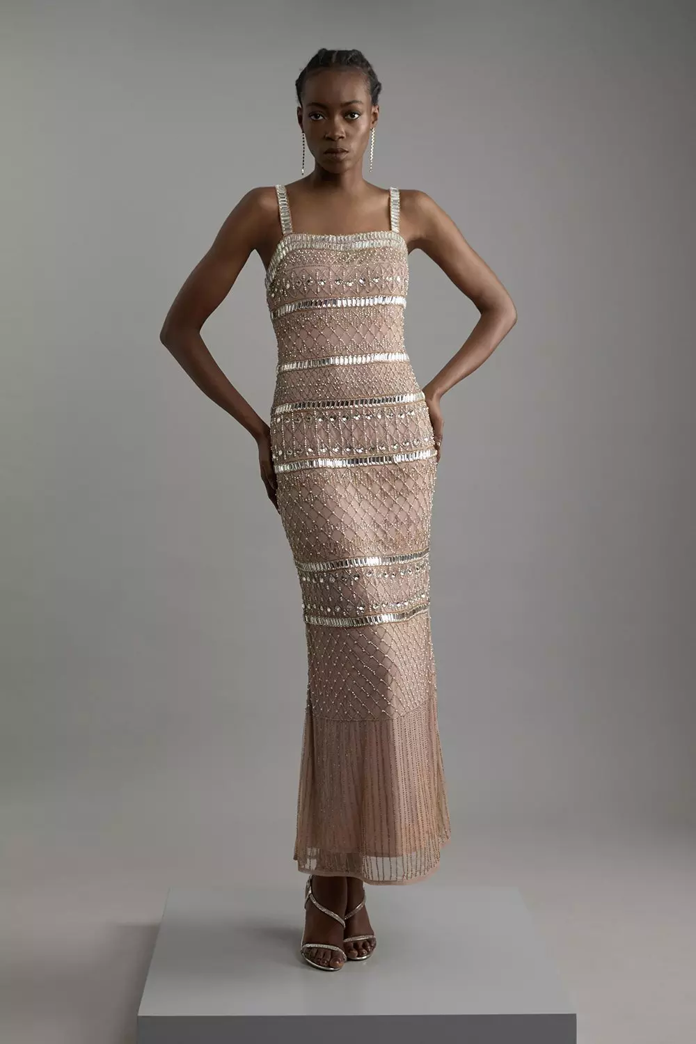 Embellished And Beaded Strappy Maxi Dress Karen Millen