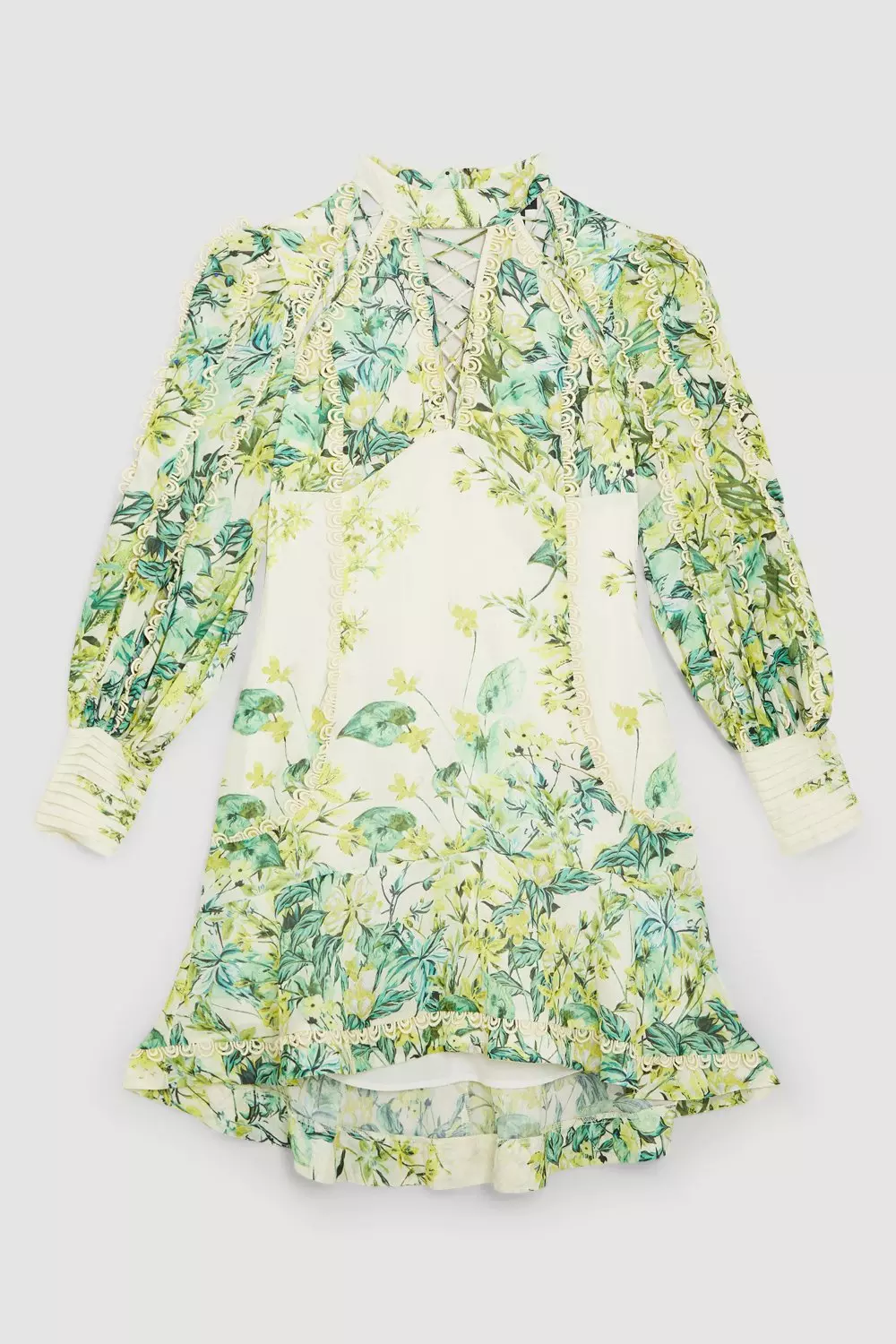 Petite Trailing Floral Woven Plunge Mini Dress | Karen Millen
