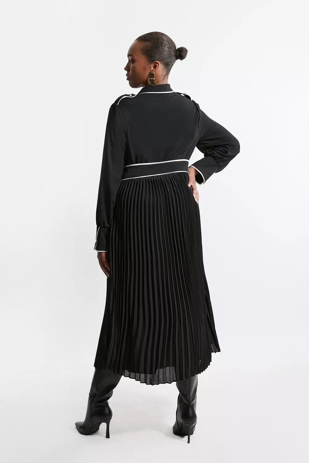 【KAREN MILLEN】ティップドボーダー ジョーゼット マキシドレス ☆Karen Millen ティップドボーダージョーゼット 上質マキシ☆