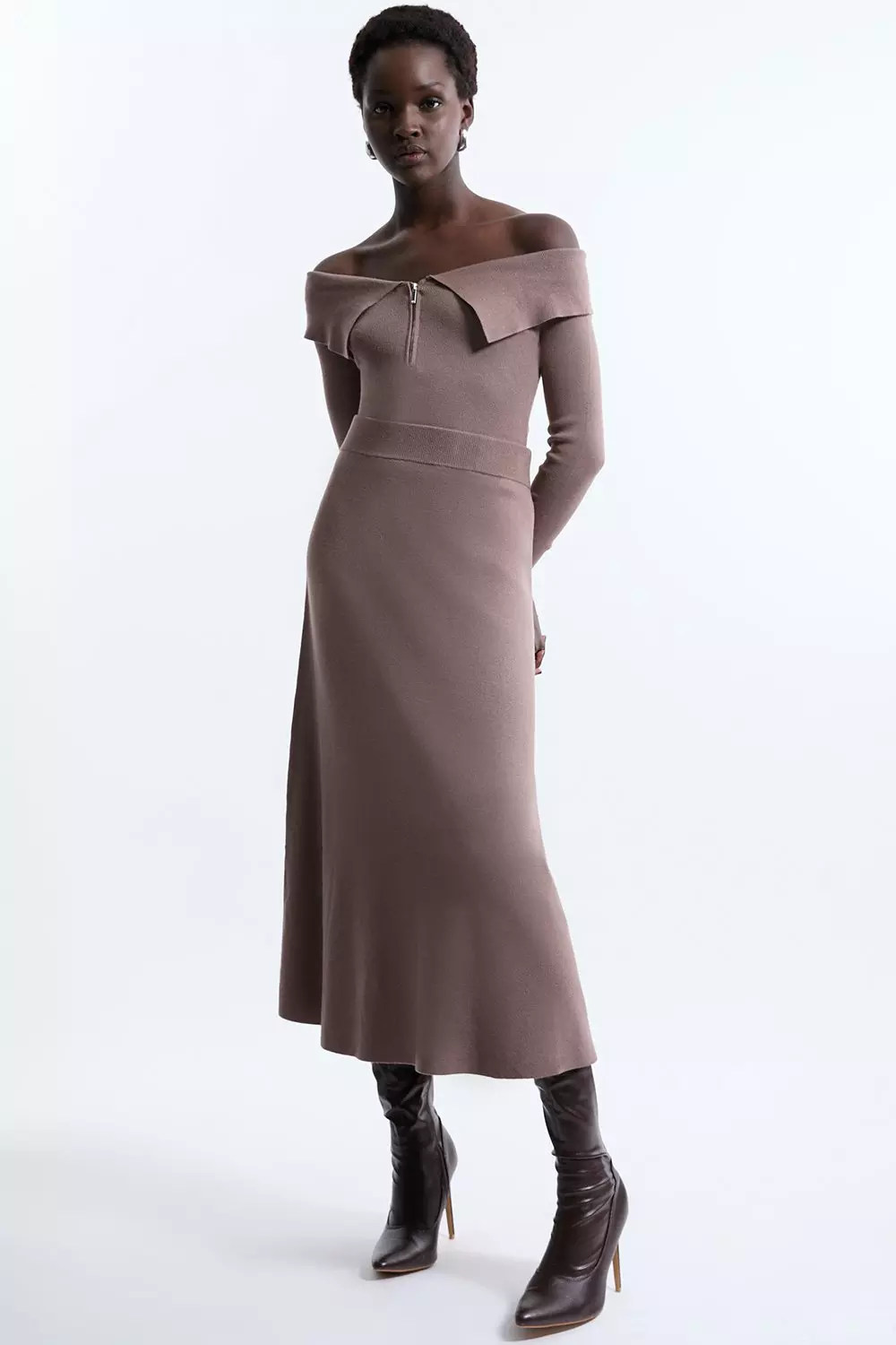 Viscose Blend Knit Midi Skirt Karen Millen
