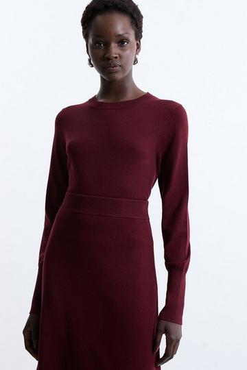 Viscose Blend Jersey Knit Crew Neck Jumper burgundy